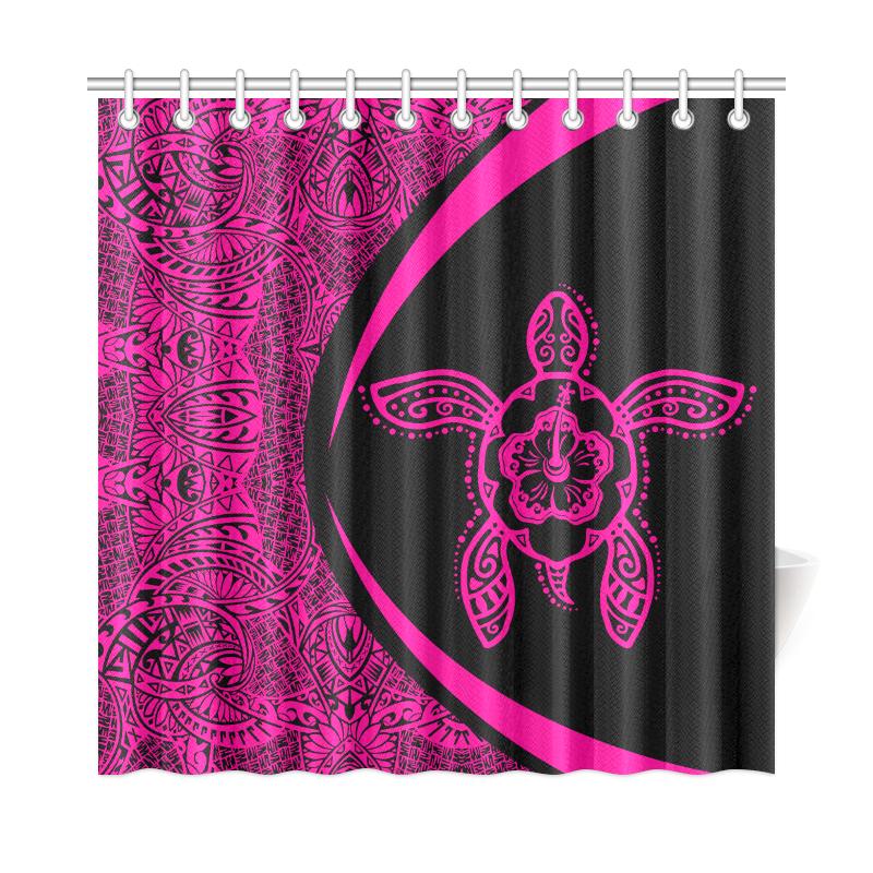 Hawaii Turtle Polynesian Shower Curtain-Circle Style Pink - Polynesian Pride