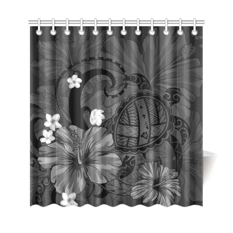 Hawaii Turtle Poly Tribal Gray Shower Curtain - Polynesian Pride