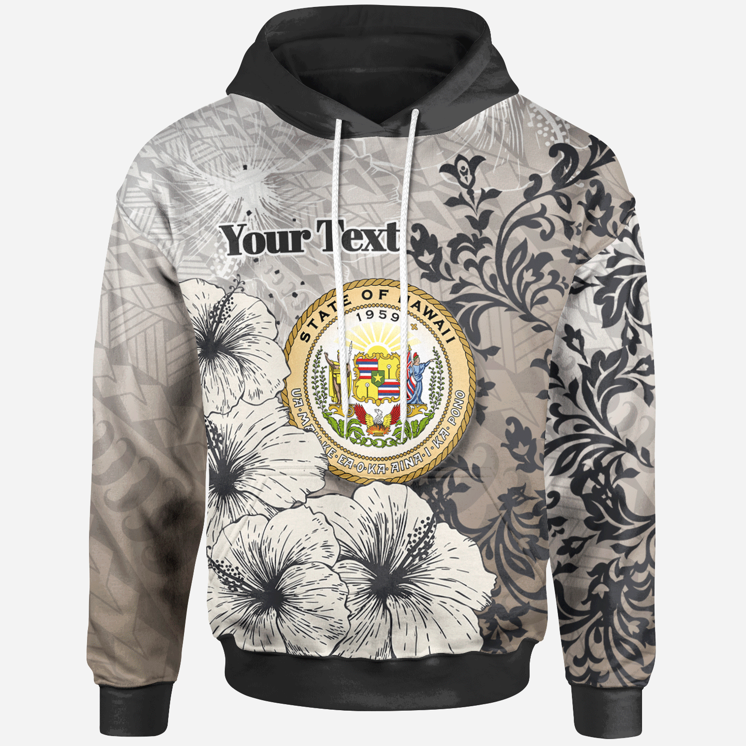 Hawaii Hoodie Custom Vintage Luxury Floral Style Unisex Nude - Polynesian Pride