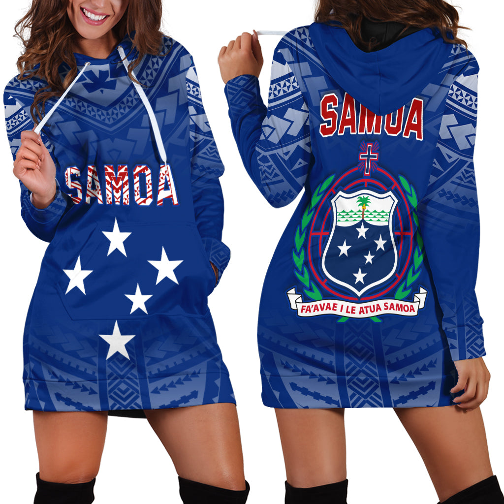 Samoa Hoodie Dress Simple Polynesian LT13 Blue - Polynesian Pride