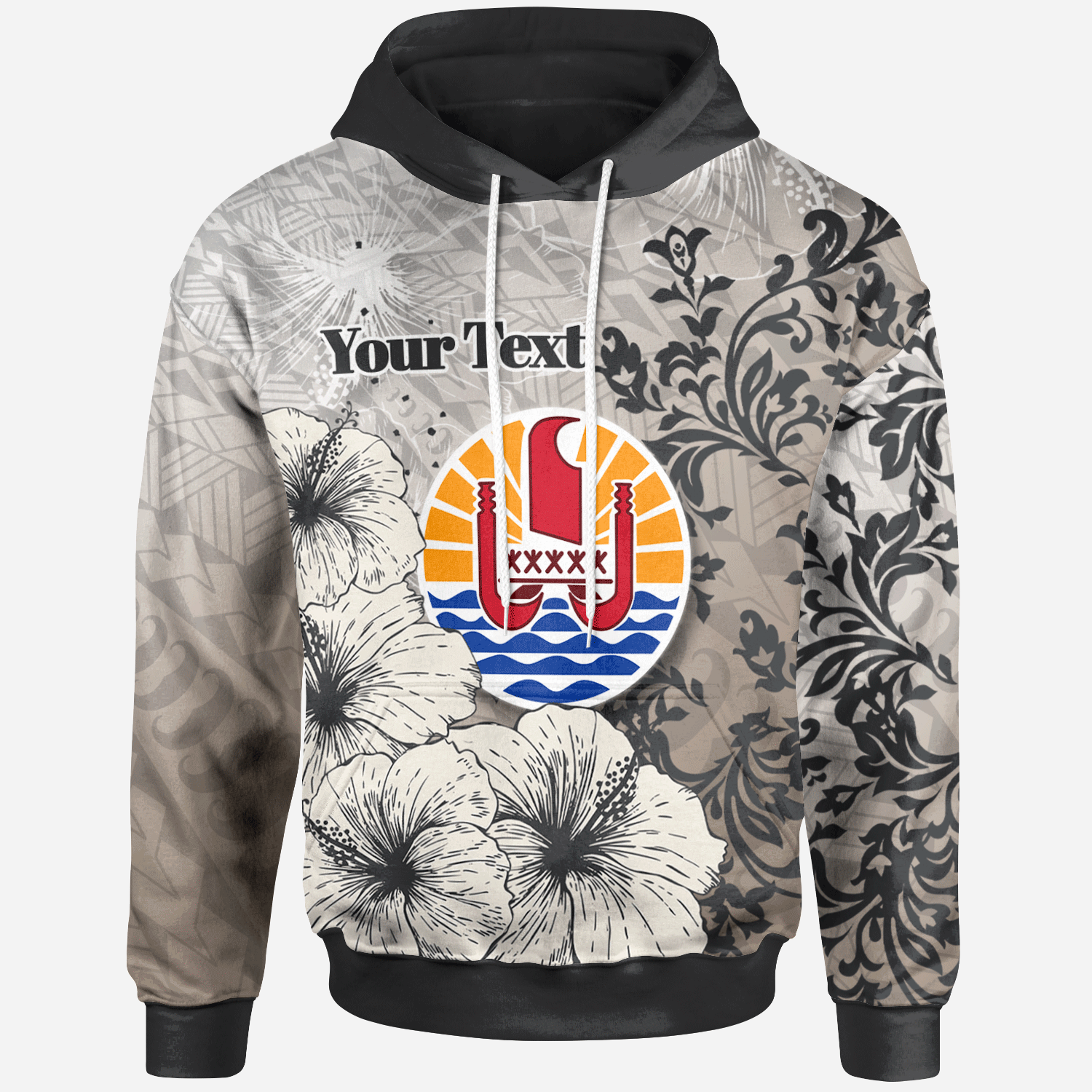 French Polynesia Hoodie Custom Vintage Luxury Floral Style Unisex Nude - Polynesian Pride