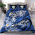 Kanaka Maoli (Hawaiian) Bedding Set - Waves Polynesian Turtle Hibiscus (Dark Blue) Blue - Polynesian Pride