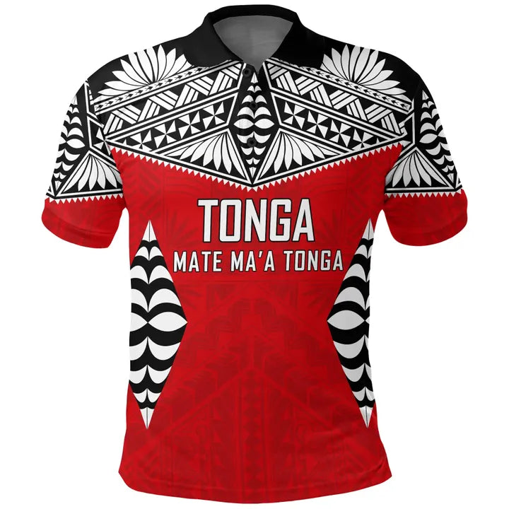 Tonga Polo Shirt Mate Maa Tonga Red - Polynesian Pride