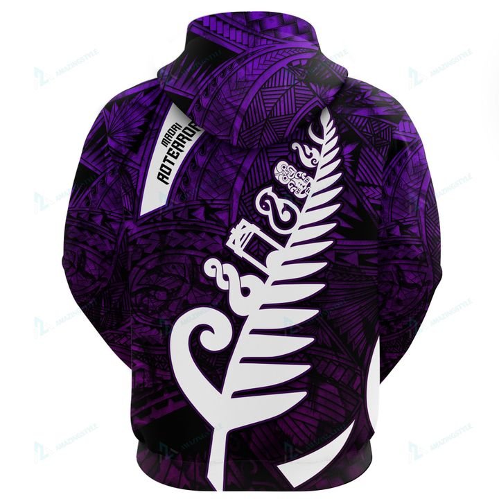Custom New Zealand Maori Pullover Hoodie, Maori Symbols Purple - Polynesian Pride