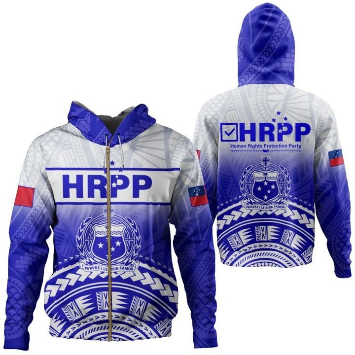 Samoa HRPP Zip Hoodie Polynesian Pattern Unisex Blue - Polynesian Pride