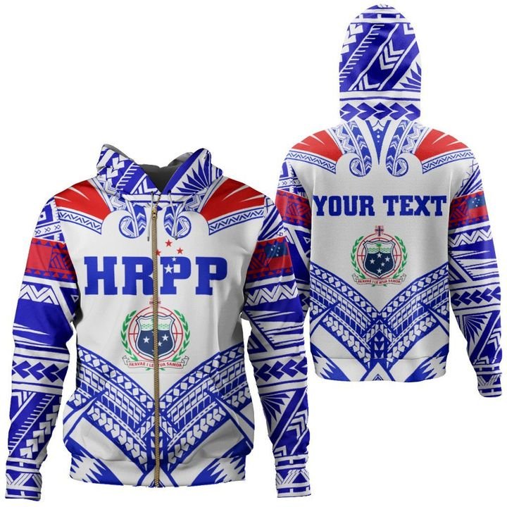 Custom Samoa HRPP Zip Hoodie Polynesian Pattern Unisex Blue - Polynesian Pride