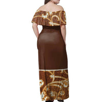 Fiji Bula Dress - Tapa Royal Off Shoulder Long Dress - Polynesian Pride