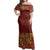 Fiji Tapa Mix Off Shoulder Long Dress Women Red - Polynesian Pride