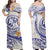 Tropical Leaf Tonga Coat Of Arms Polynesia Blue Off Shoulder Long Dress Women Blue - Polynesian Pride