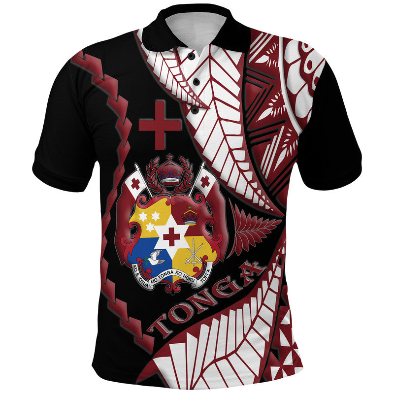 Tonga Emancipation Day Polo Shirt Kupesi Pattern No.1 Black LT9 Adult - Polynesian Pride