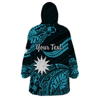 (Custom Personalised) Nauru Polynesian Hibiscus Naoero Turquoise Wearable Blanket Hoodie LT14 - Polynesian Pride