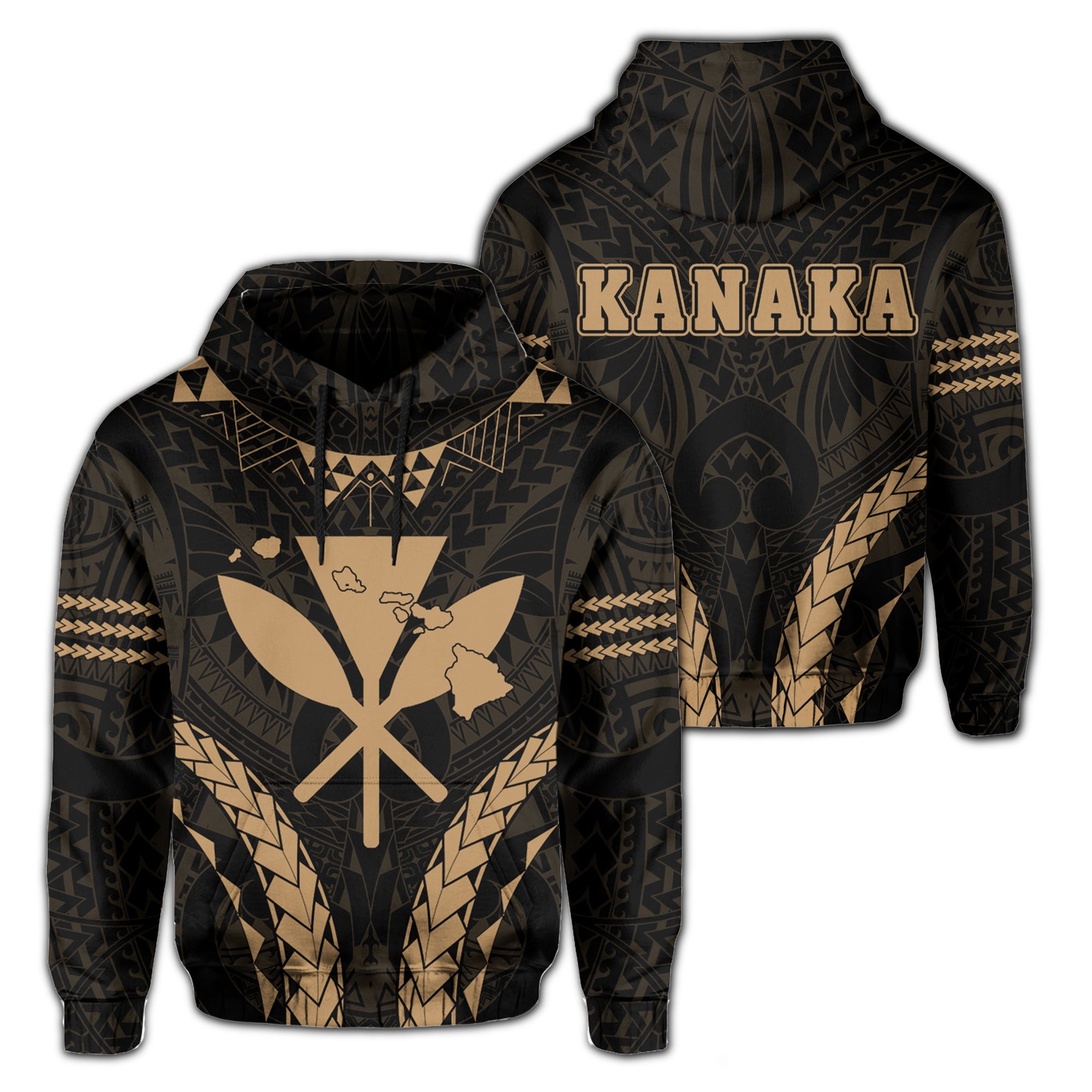 Polynesian Kakau Kanaka Map Hawaii Hoodie Sport Style Version 2.0 Gold Unisex Gold - Polynesian Pride