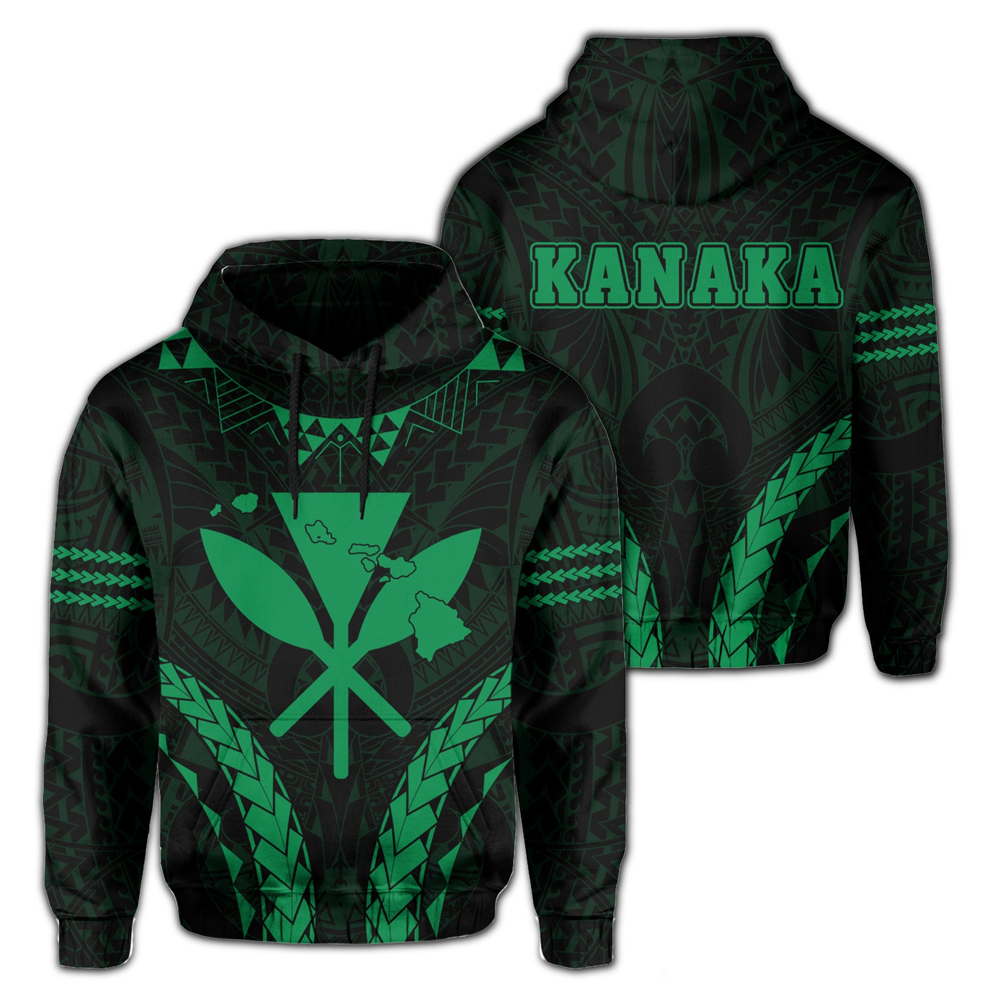 Polynesian Kakau Kanaka Map Hawaii Hoodie Sport Style Version 2.0 Green Unisex Green - Polynesian Pride