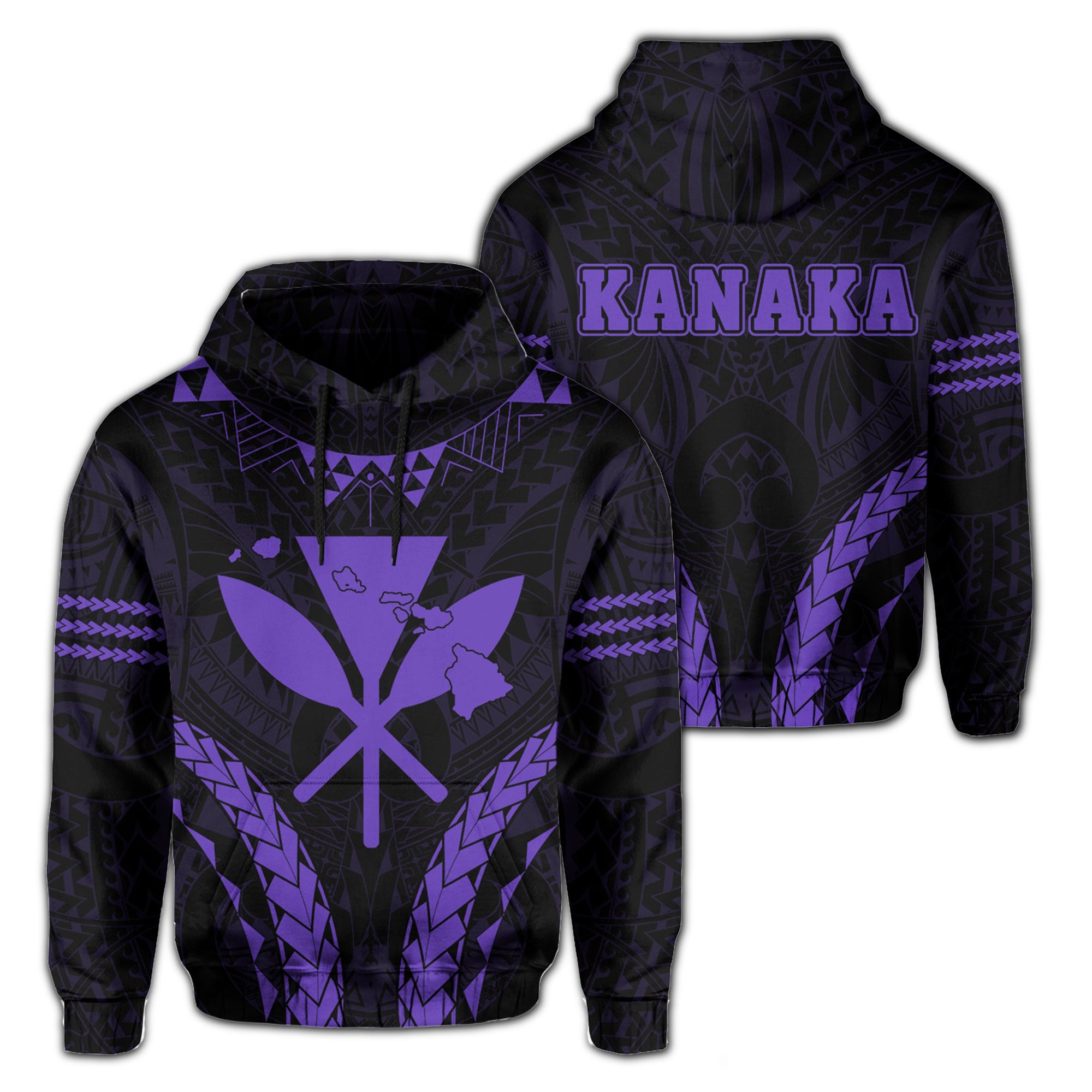 Polynesian Kakau Kanaka Map Hawaii Hoodie Sport Style Version 2.0 Purple Unisex Purple - Polynesian Pride