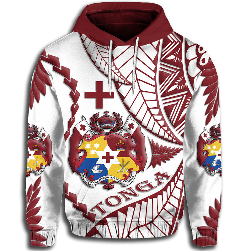 Custom Tonga Hoodie Emancipation Day Kupesi Pattern No.1 White LT9 Hoodie - Polynesian Pride