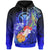 Polynesian Hawaii Custom Hoodie Kanaka Maoli Humpback Whale with Tropical Flowers (Blue) Unisex Blue - Polynesian Pride