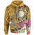 Hawaii Polynesian Zip up Hoodie Hawaii Seal With Turtle Plumeria (Gold) Unisex Gold - Polynesian Pride