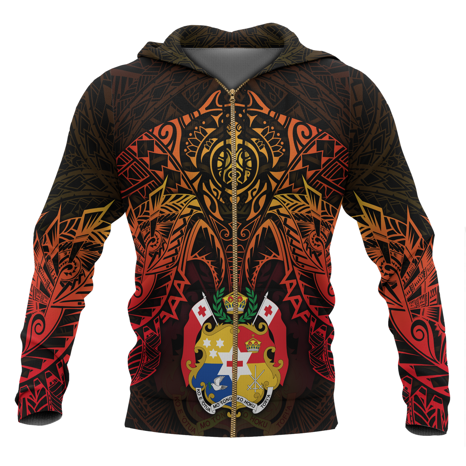 Tonga Polynesian Hoodie (Zip up) Red Manta Ray Unisex RED - Polynesian Pride