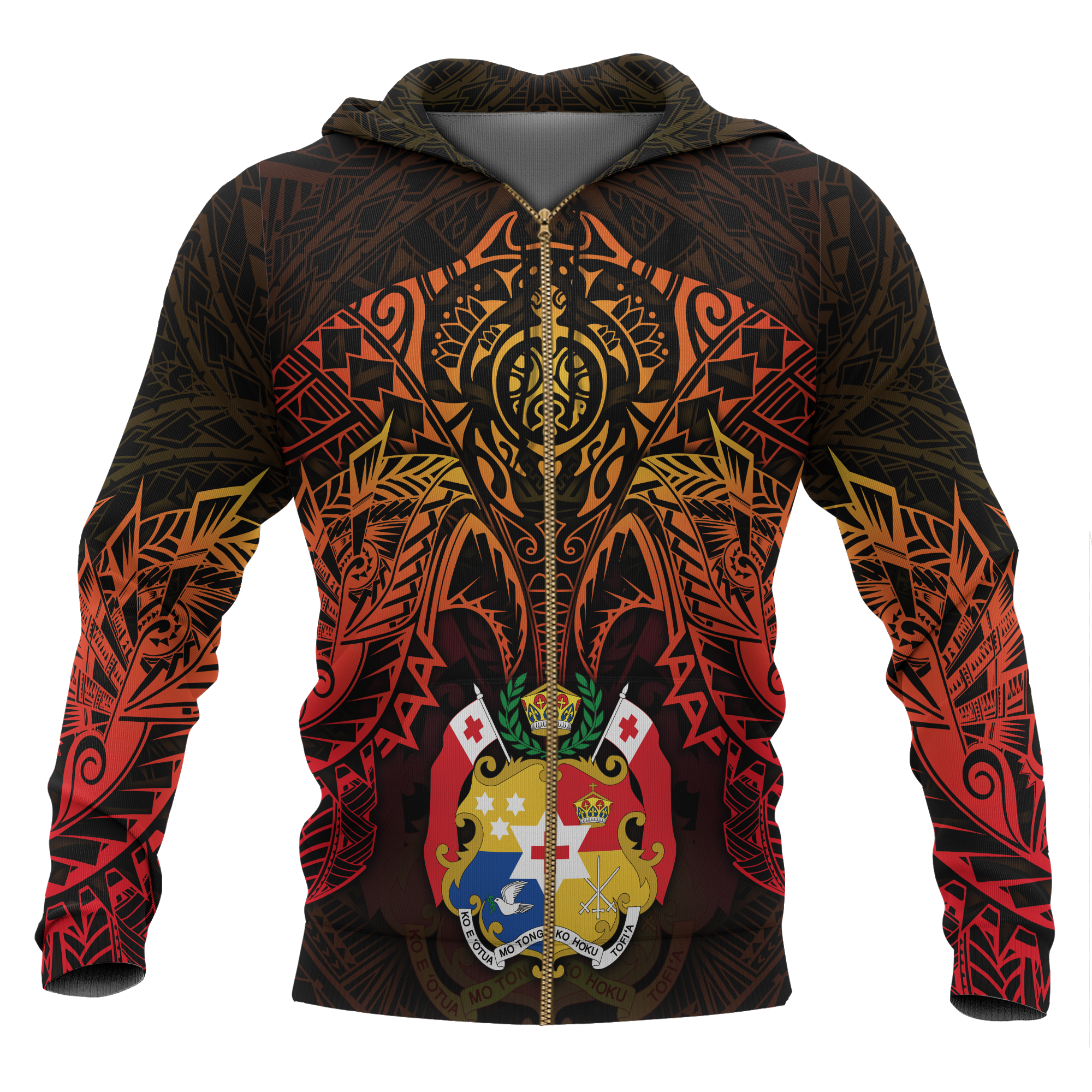 Tonga Polynesian Hoodie (Zip up) Red Manta Ray Unisex RED - Polynesian Pride