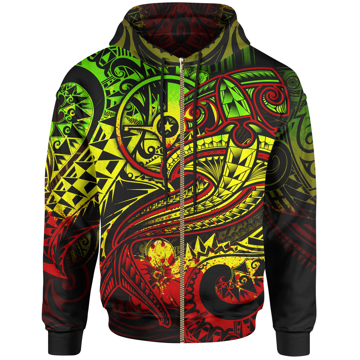 Yap Zip up Hoodie Reggae Shark Polynesian Tattoo Unisex Reggae - Polynesian Pride