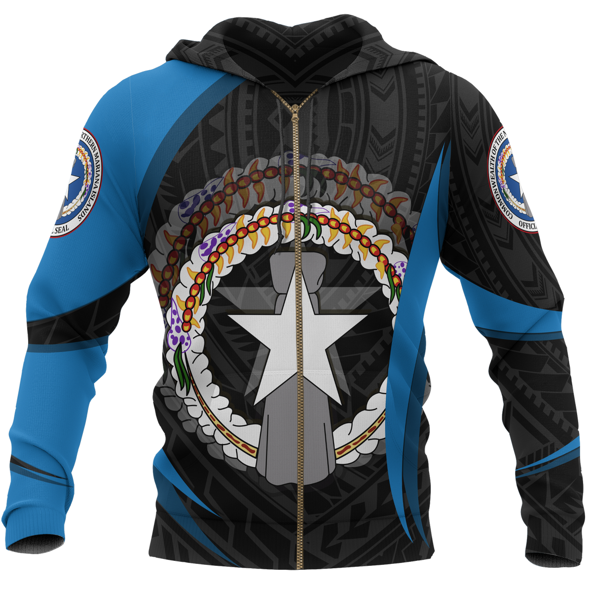 Northern Mariana Islands Hoodie (Zip up) Northern Mariana Islands Spirit Unisex BLACK - Polynesian Pride