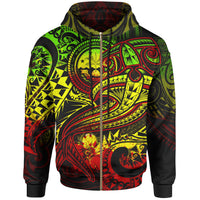 FSM Zip up Hoodie Reggae Shark Polynesian Tattoo Unisex Reggae - Polynesian Pride