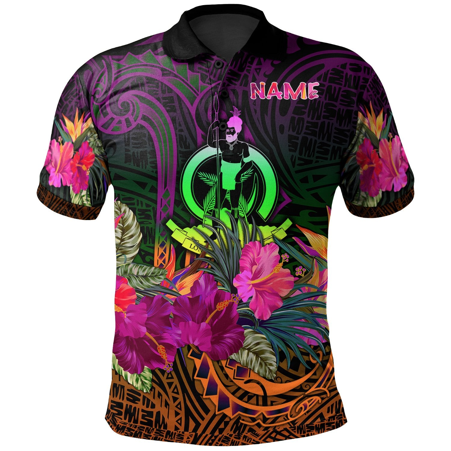 Vanuatu Custom Polo Summer Hibiscus Unisex Reggae - Polynesian Pride