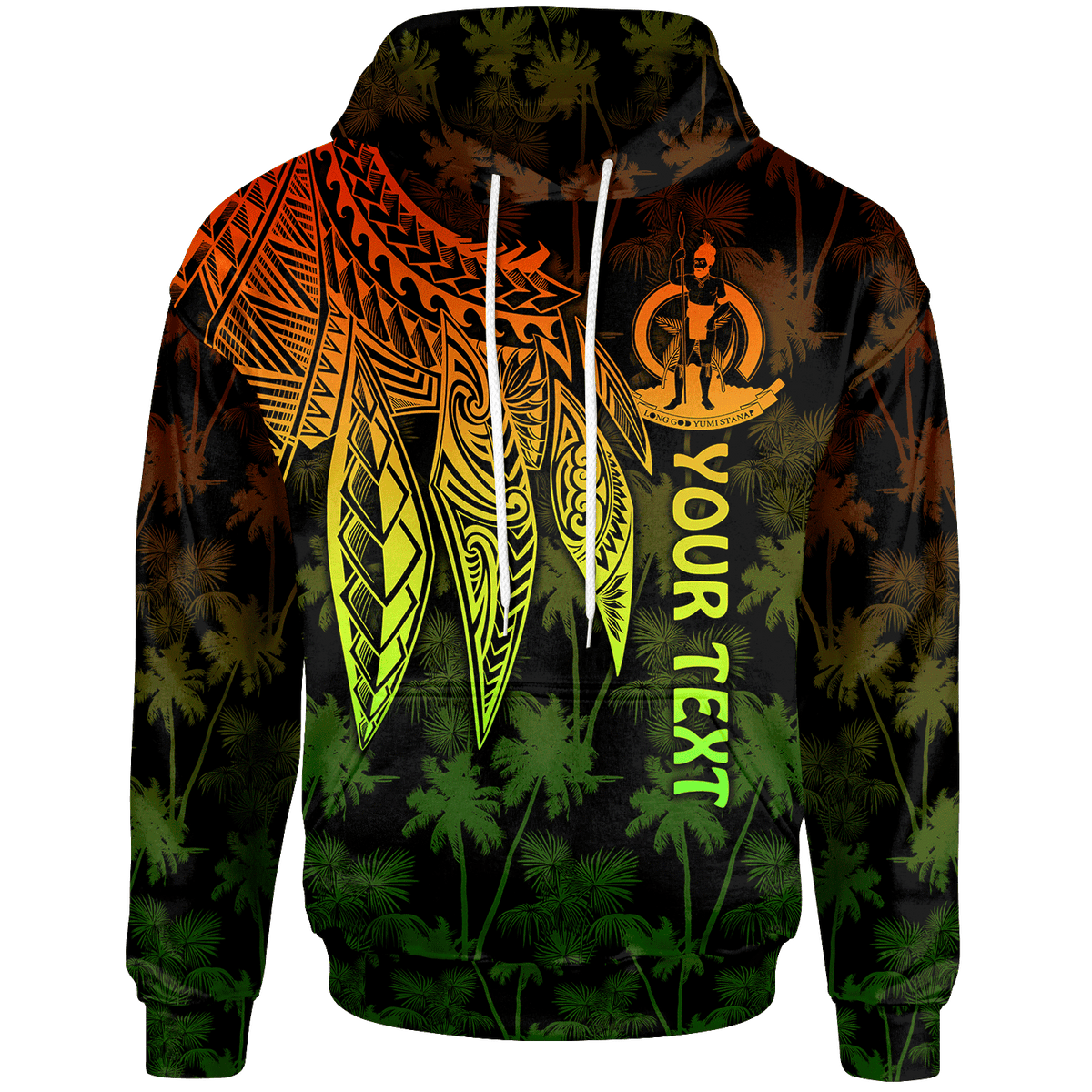 Vanuatu Custom Hoodie Polynesian Wings (Reggae) Unisex Reggae - Polynesian Pride