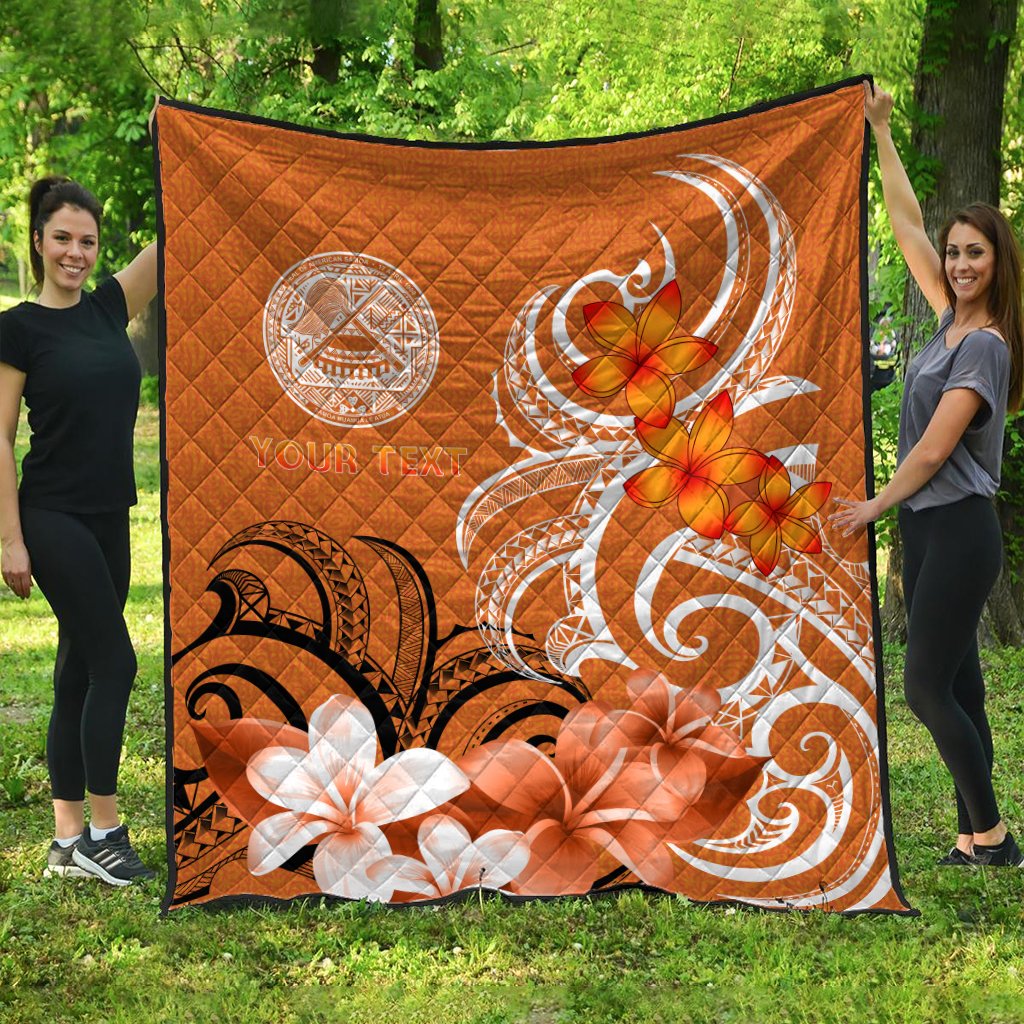 Custom American Samoa Personalised Premium Quilt - American Samoa Spirit Orange - Polynesian Pride