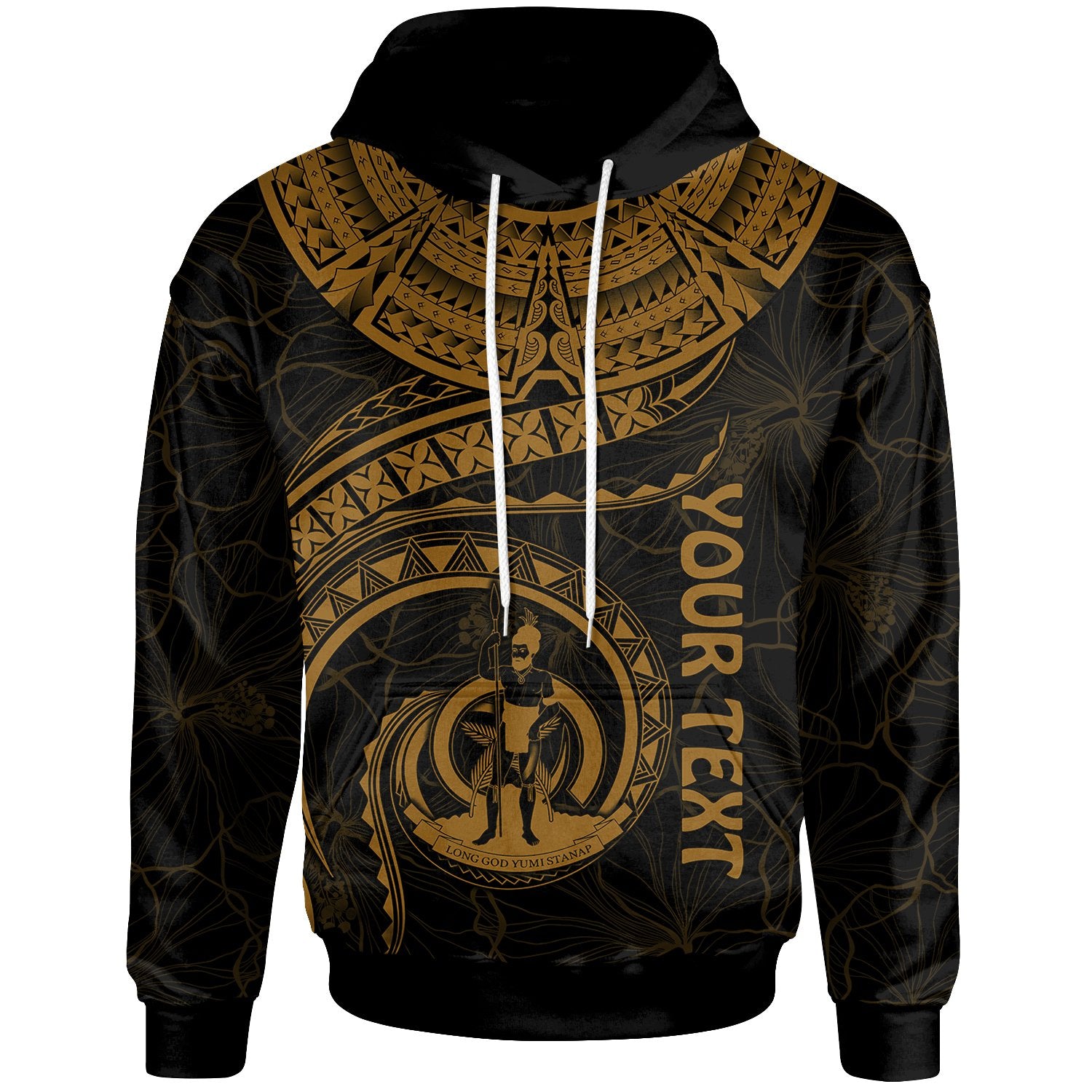 Vanuatu Polynesian Custom Hoodie Vanuatu Waves (Golden) Unisex Golden - Polynesian Pride