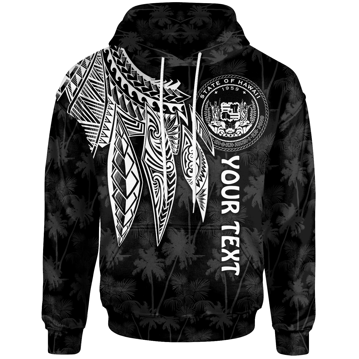 Polynesian Hawaii Custom Hoodie Polynesian Wings (White) Unisex White - Polynesian Pride