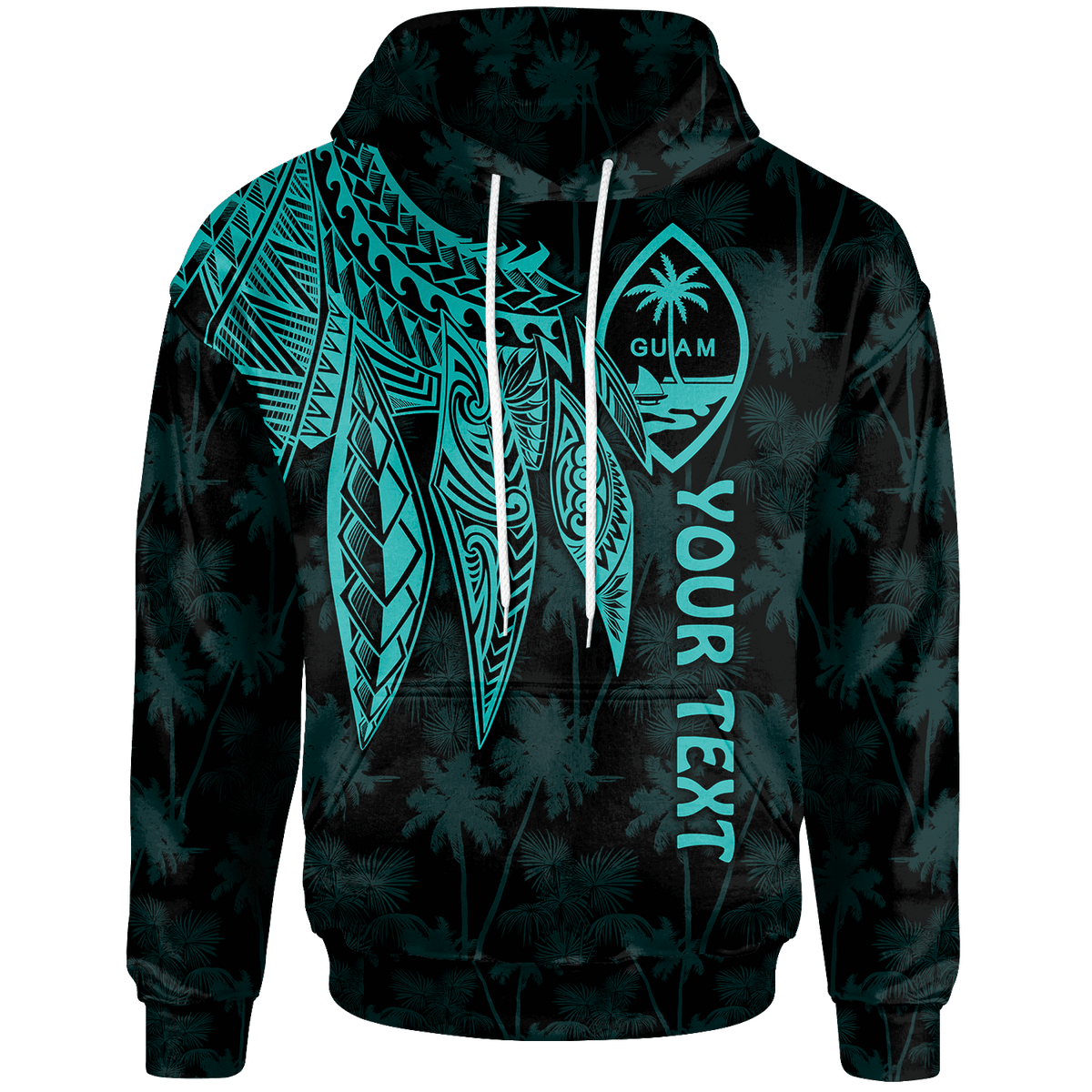 Guam Custom Hoodie Polynesian Wings (TurQuoiSe) Unisex Turquoise - Polynesian Pride