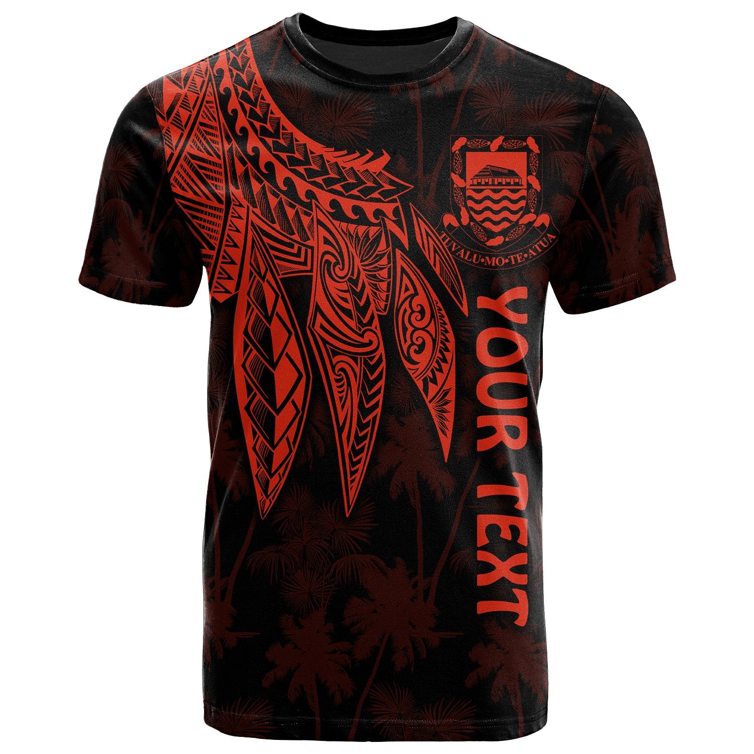 Tuvalu Custom T Shirt Polynesian Wings (Red) Unisex Red - Polynesian Pride