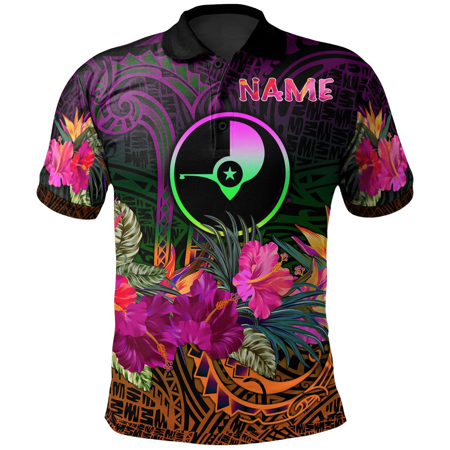 YAP Custom Polo Summer Hibiscus Unisex Reggae - Polynesian Pride