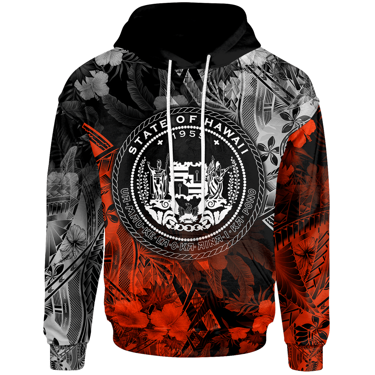 Polynesian Hawaii Hoodie Vintage Polynesian Style Unisex Red - Polynesian Pride