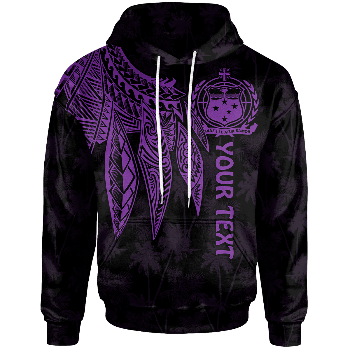 Samoa Custom Hoodie Polynesian Wings (Purple) Unisex Purple - Polynesian Pride