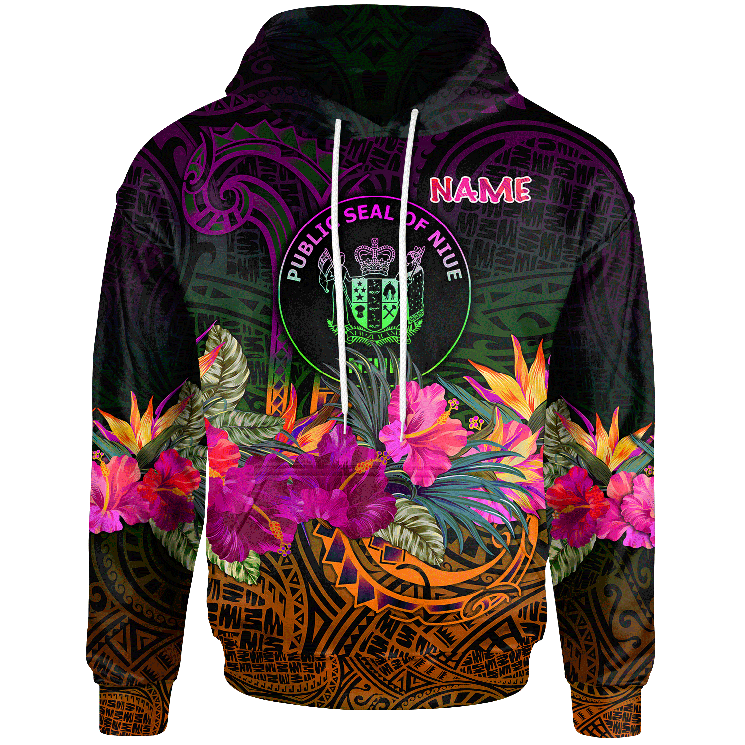 Niue Polynesian Custom Hoodie Summer Hibiscus Unisex Reggae - Polynesian Pride