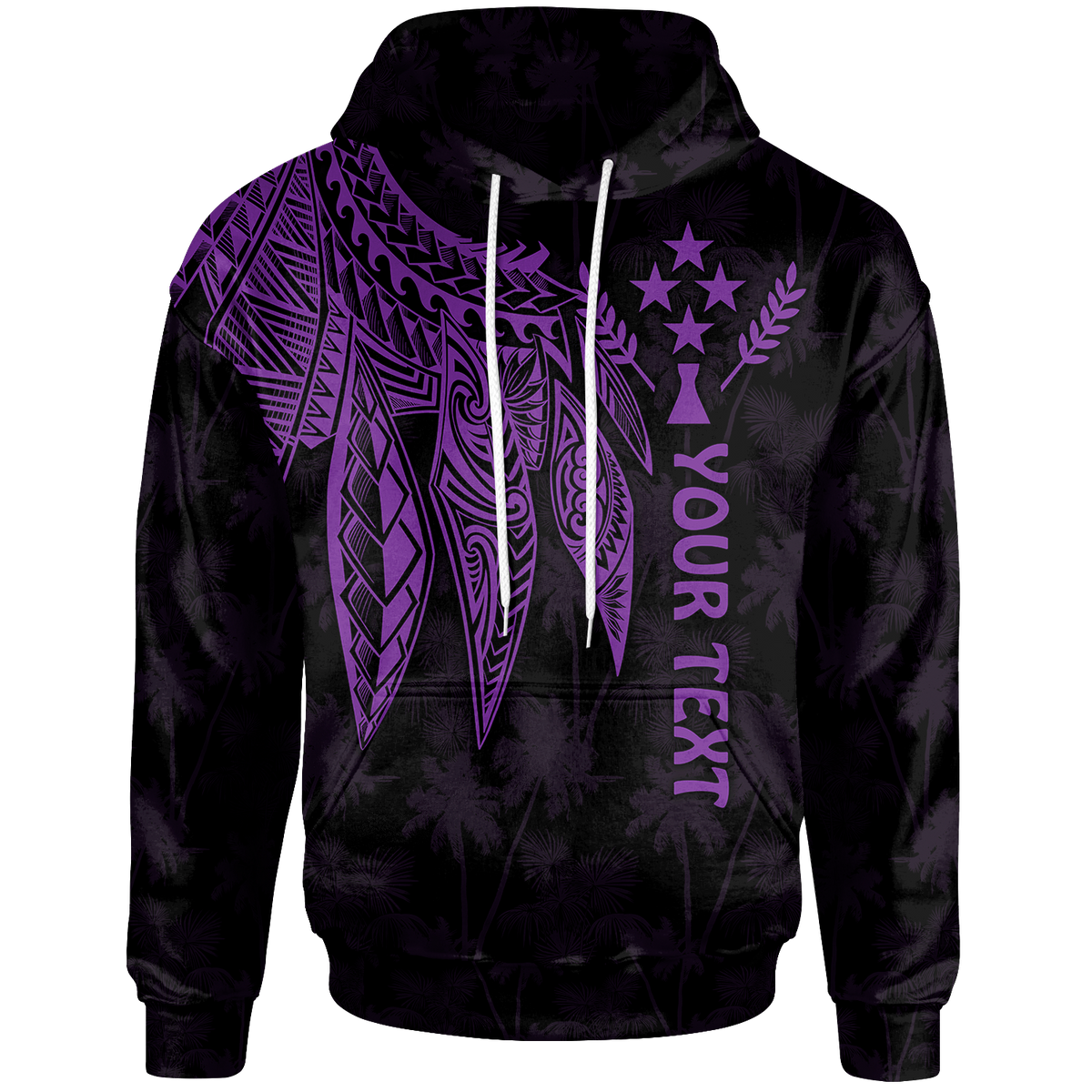 Kosrae Custom Hoodie Polynesian Wings (Purple) - Polynesian Pride