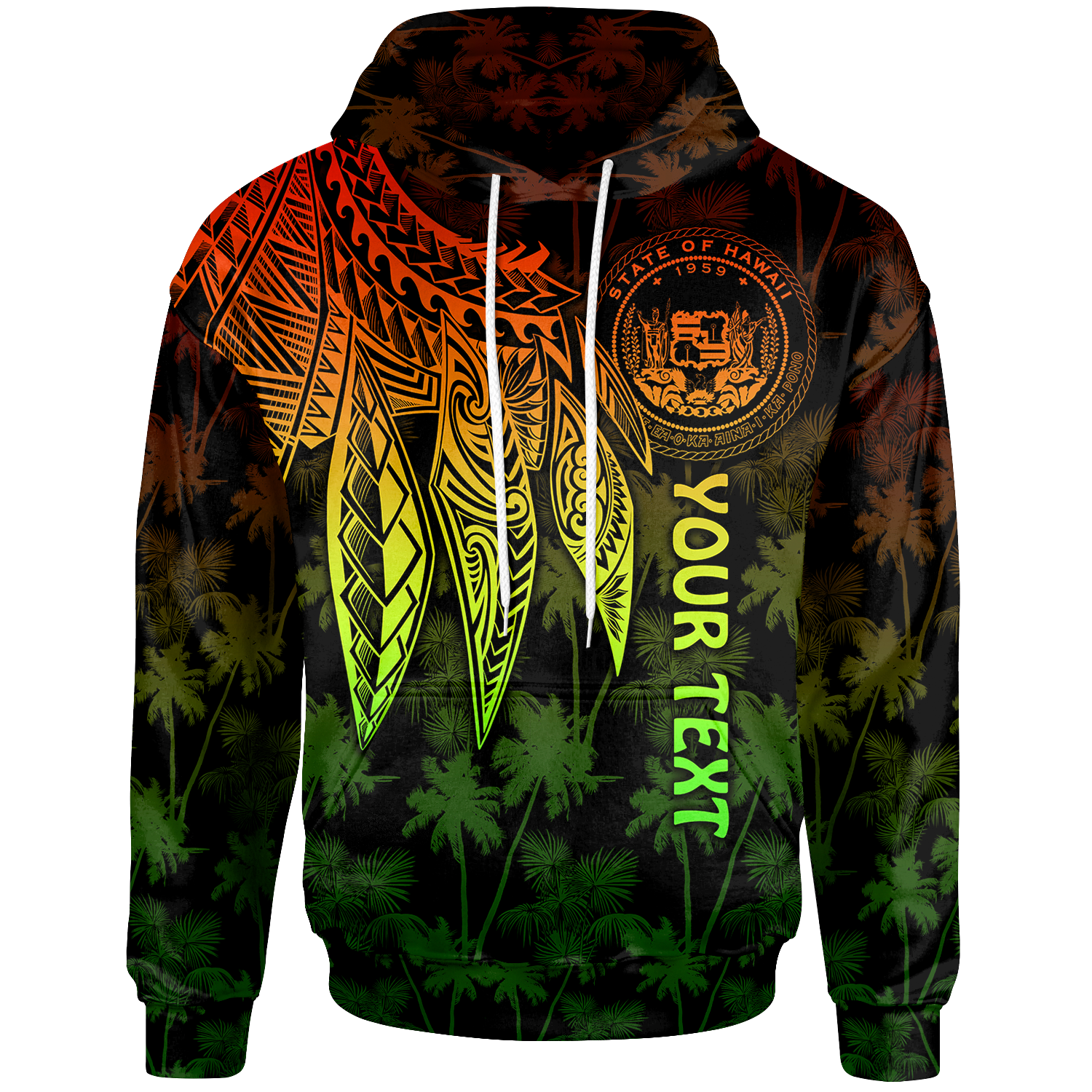 Polynesian Hawaii Custom Hoodie Polynesian Wings (Reggae) Unisex Reggae - Polynesian Pride