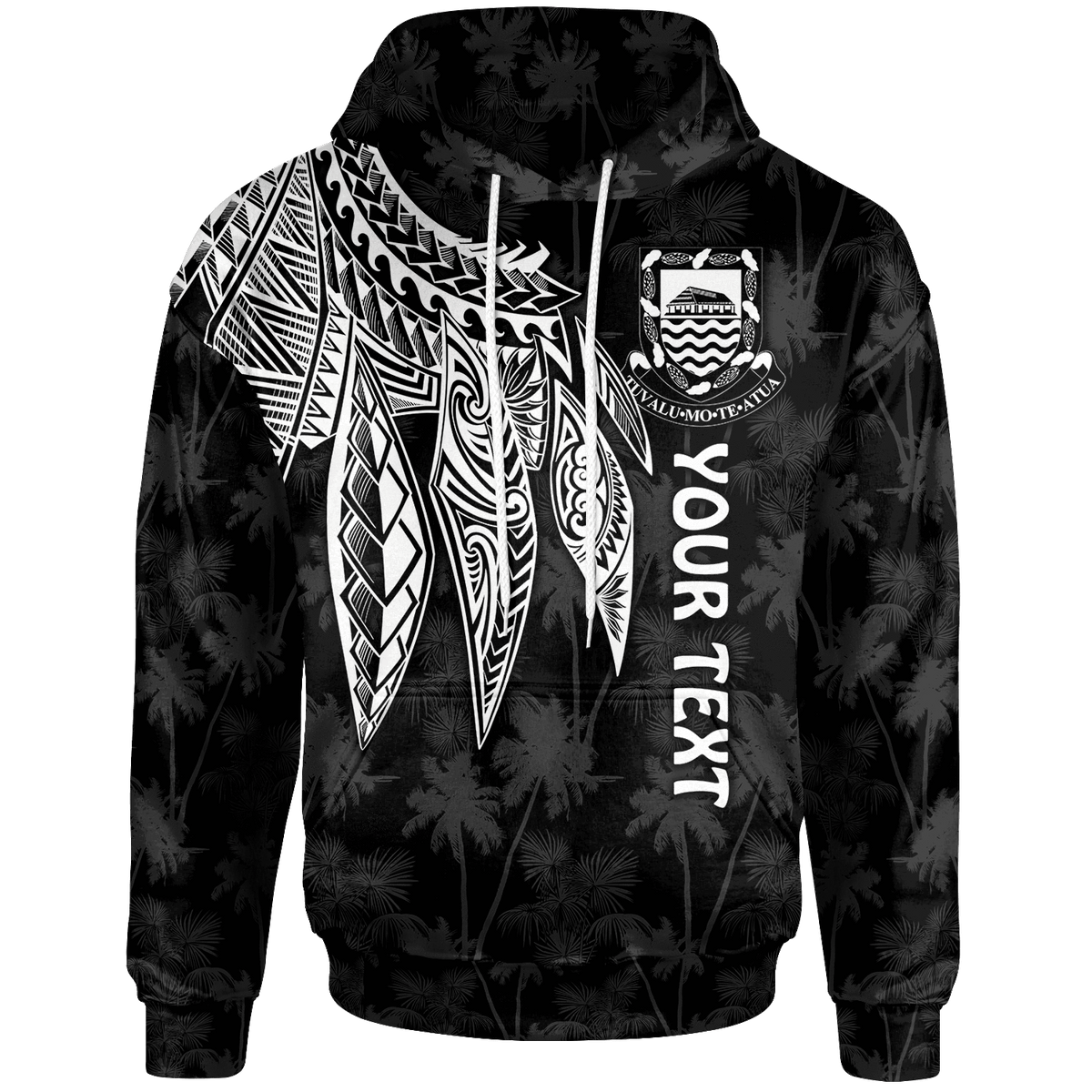 Tuvalu Custom Hoodie Polynesian Wings (White) Unisex Blue - Polynesian Pride