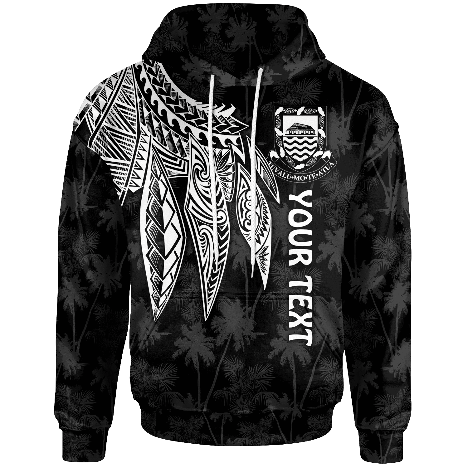 Tuvalu Custom Hoodie Polynesian Wings (White) Unisex Blue - Polynesian Pride