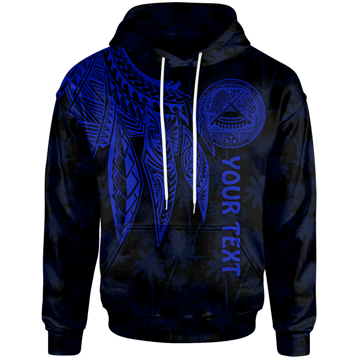 American Samoa Custom Hoodie Polynesian Wings (Blue) Unisex Blue - Polynesian Pride