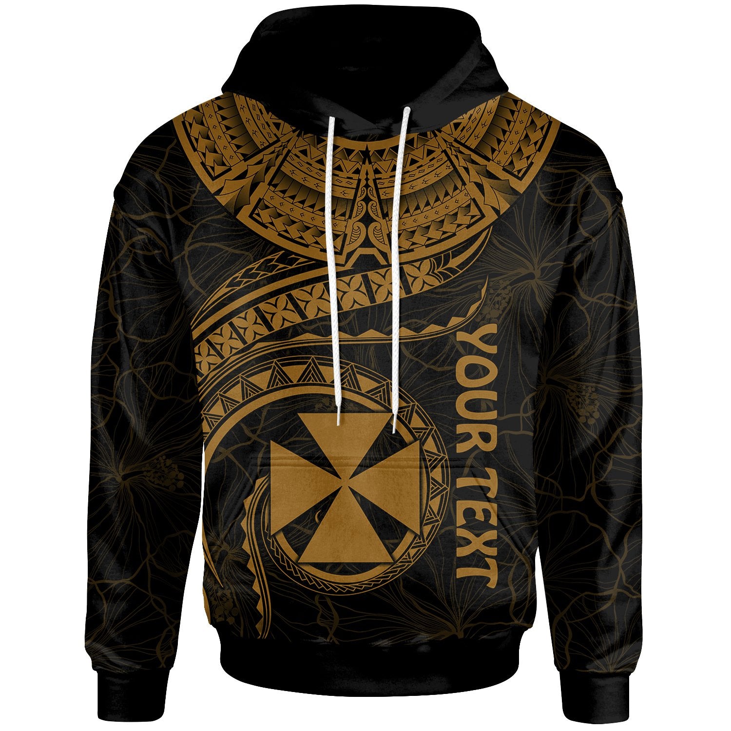 Wallis and Futuna Polynesian Custom Hoodie Wallis and Futuna Waves (Golden) Unisex Golden - Polynesian Pride