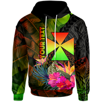 Wallis and Futuna Polynesian Custom Hoodie Hibiscus and Banana Leaves Unisex Reggae - Polynesian Pride