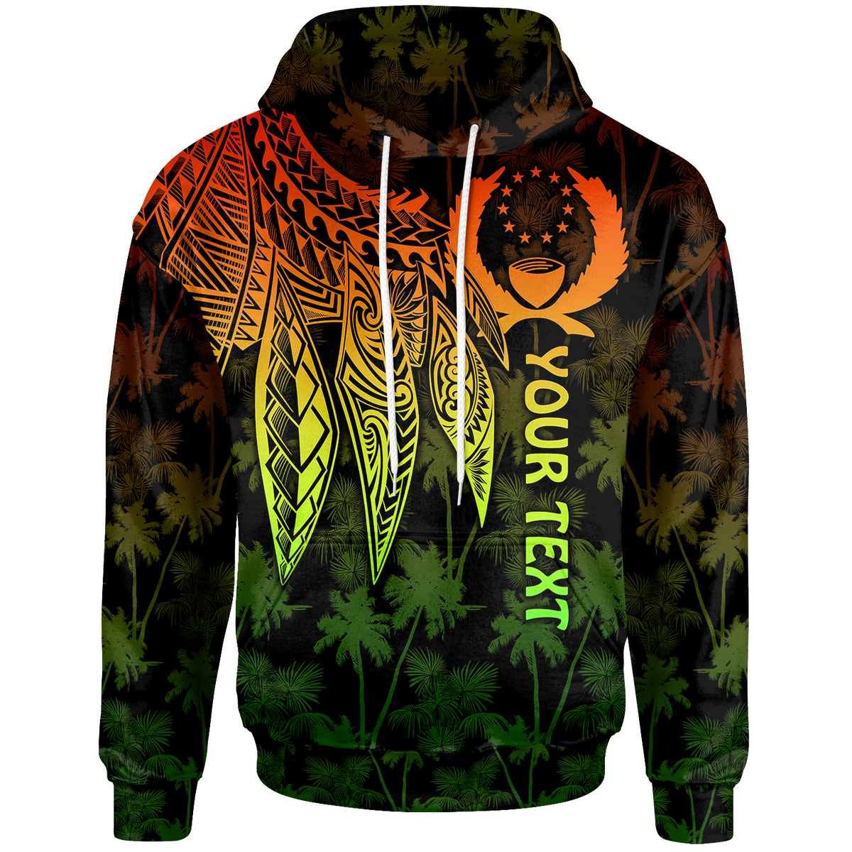 Pohnpei Custom Hoodie Polynesian Wings (Reggae) Reggae - Polynesian Pride