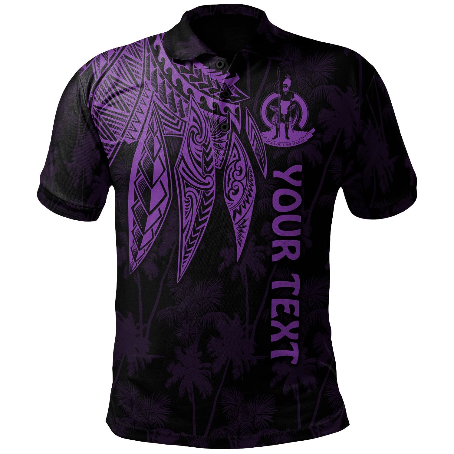 Vanuatu Custom Polo Polynesian Wings (Purple) Unisex Purple - Polynesian Pride