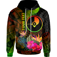 YAP Polynesian Custom Hoodie Hibiscus and Banana Leaves Unisex Reggae - Polynesian Pride