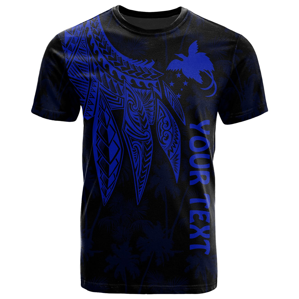 Papua New Guinea Custom T Shirt Polynesian Wings (Blue) Unisex Blue - Polynesian Pride