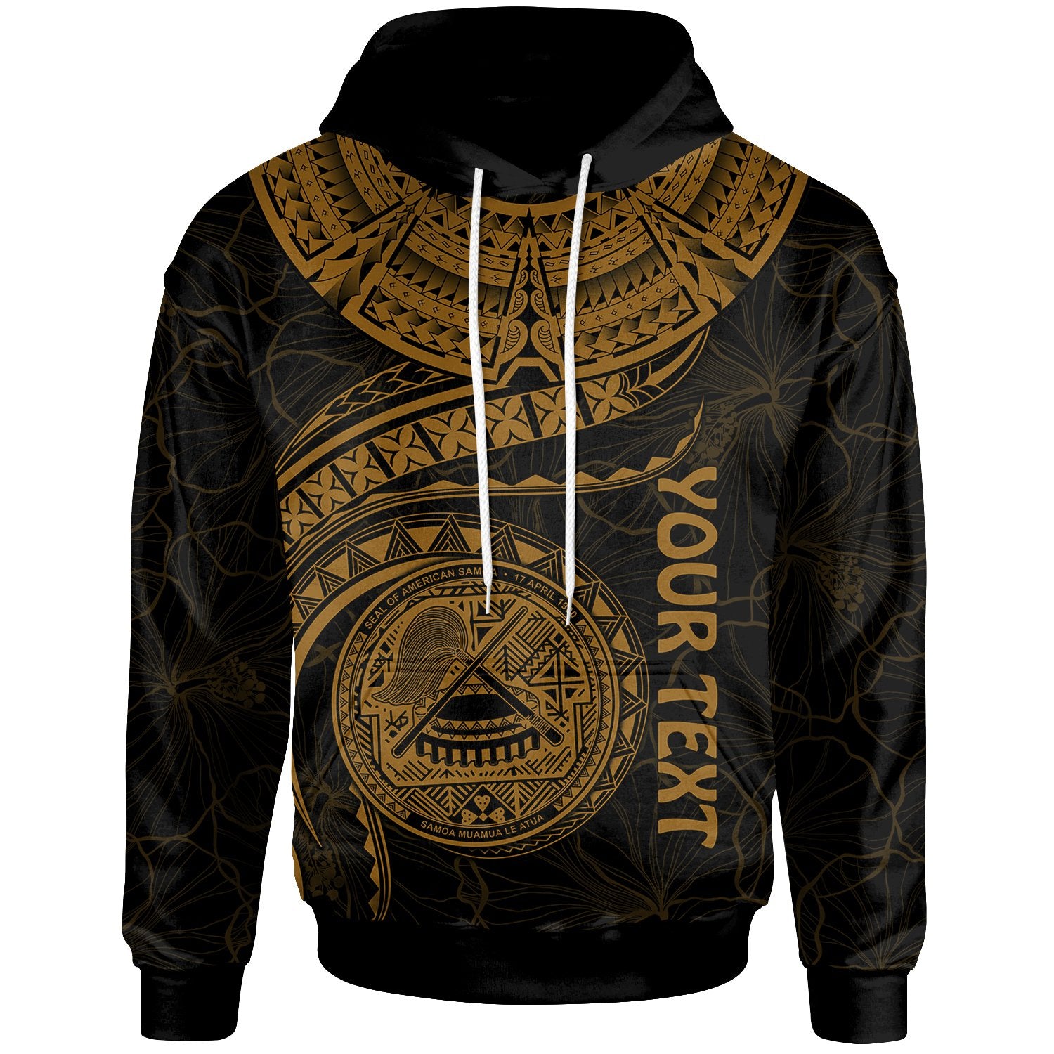 American Samoa Polynesian Custom Hoodie American Samoan Waves (Golden) Unisex Golden - Polynesian Pride