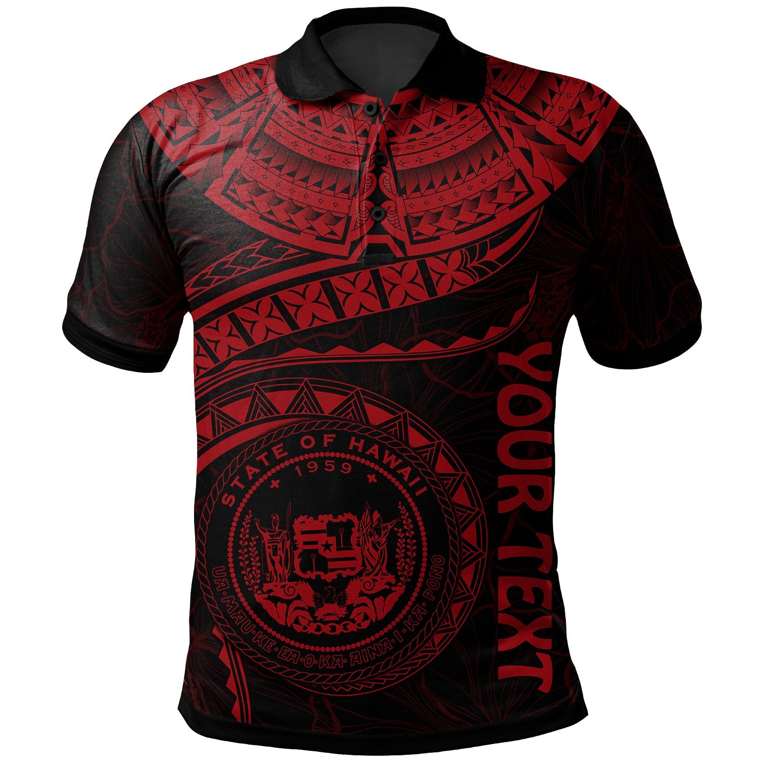 Polynesian Hawaii Custom Polo Shirt Hawaiian Waves (Red) Unisex Red - Polynesian Pride